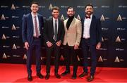 16 December 2023; In attendance during the RTÉ Sports Awards 2023 at RTÉ studios in Donnybrook, Dublin, are Shamrock Rovers players, from left, Neil Farrugia, Dylan Watts, Richie Towell and Roberto Lopes. Photo by Seb Daly/Sportsfile