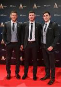 16 December 2023; In attendance during the RTÉ Sports Awards 2023 at RTÉ studios in Donnybrook, Dublin, are Limerick hurlers, from left, Dan Morrissey, Declan Hannon and Barry Nash. Photo by Seb Daly/Sportsfile