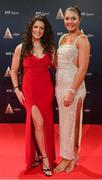 16 December 2023; In attendance during the RTÉ Sports Awards 2023 at RTÉ studios in Donnybrook, Dublin, is Irish rower Tara Hanlon, right, and Samantha Wakerlin. Photo by Seb Daly/Sportsfile