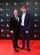 16 December 2023; In attendance during the RTÉ Sports Awards 2023 at RTÉ studios in Donnybrook, Dublin, is Irish European Champion swimmer Daniel Wiffen, right, and Derry McVeigh. Photo by Seb Daly/Sportsfile