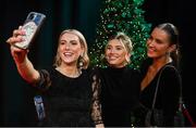 16 December 2023; In attendance during the RTÉ Sports Awards 2023 at RTÉ studios in Donnybrook, Dublin, are, from left, Louise Cantillon, Hope Mulcahy, and Yvonne Maher, partners of Limerick hurlers Declan Hannon, Barry Nash and Dan Morrissey. Photo by Seb Daly/Sportsfile
