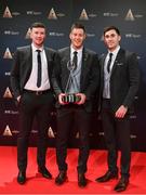 16 December 2023; In attendance during the RTÉ Sports Awards 2023 at RTÉ studios in Donnybrook, Dublin, are players of the RTÉ Sport Team of the Year, Limerick hurlers, from left, Declan Hannon, Dan Morrissey and Barry Nash. Photo by Seb Daly/Sportsfile