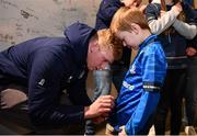 16 December 2023; Jamie Osborne of Leinster signs autographs for supporters in autograph alley before the Investec Champions Cup Pool 4 Round 2 match between Leinster and Sale Sharks at the RDS Arena in Dublin. Photo by Sam Barnes/Sportsfile
