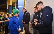 16 December 2023; Ross Byrne of Leinster signs an autograph in autograph alley before the Investec Champions Cup Pool 4 Round 2 match between Leinster and Sale Sharks at the RDS Arena in Dublin. Photo by Sam Barnes/Sportsfile