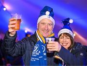 16 December 2023; Leinster supporters Kieran and Sharon Flanagan, from Bray in Wicklow, enjoy the atmosphere in the fan zone before the Investec Champions Cup Pool 4 Round 2 match between Leinster and Sale Sharks at the RDS Arena in Dublin. Photo by Sam Barnes/Sportsfile