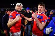 16 December 2023; Shane Cooney, left, and David Sherry of St Thomas' celebrate after the AIB GAA Hurling All-Ireland Senior Club Championship semi-final match between St Thomas' of Galway and Ballygunner of Waterford at Laois Hire O'Moore Park in Portlaoise, Laois. Photo by Ben McShane/Sportsfile