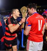 16 December 2023; Shane O'Sullivan of Ballygunner and Conor Cooney of St Thomas' after the AIB GAA Hurling All-Ireland Senior Club Championship semi-final match between St Thomas' of Galway and Ballygunner of Waterford at Laois Hire O'Moore Park in Portlaoise, Laois. Photo by Ben McShane/Sportsfile