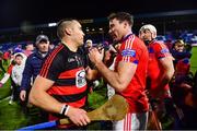 16 December 2023; Shane O'Sullivan of Ballygunner and Conor Cooney of St Thomas' after the AIB GAA Hurling All-Ireland Senior Club Championship semi-final match between St Thomas' of Galway and Ballygunner of Waterford at Laois Hire O'Moore Park in Portlaoise, Laois. Photo by Ben McShane/Sportsfile