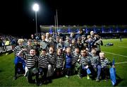 16 December 2023; The Greystones team with Leinster players Rhys Ruddock, Luke McGrath and Harry Byrne before the Bank of Ireland Half-Time Minis at the Investec Champions Cup Pool 4 Round 2 match between Leinster and Sale Sharks at the RDS Arena in Dublin. Photo by Harry Murphy/Sportsfile