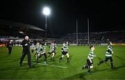 16 December 2023; Action between Arklow and Balbriggan during the Bank of Ireland Half-Time Minis at the Investec Champions Cup Pool 4 Round 2 match between Leinster and Sale Sharks at the RDS Arena in Dublin. Photo by Harry Murphy/Sportsfile