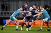 16 December 2023; Charlie Ngatai of Leinster in action against Rob du Preez, left, and Ben Bamber of Sale Sharks during the Investec Champions Cup Pool 4 Round 2 match between Leinster and Sale Sharks at the RDS Arena in Dublin. Photo by Sam Barnes/Sportsfile