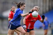 17 December 2023; Bree Hession of Claremorris in action against Allie Tobin of O'Donovan Rossa during the Currentaccount.ie LGFA All-Ireland Junior Club Championship final match between Claremorris of Mayo and O'Donovan Rossa of Cork at Parnell Park in Dublin. Photo by Ben McShane/Sportsfile