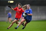 17 December 2023; Rebecca Kean of Claremorris in action against Emer McCarthy of O'Donovan Rossa during the Currentaccount.ie LGFA All-Ireland Junior Club Championship final match between Claremorris of Mayo and O'Donovan Rossa of Cork at Parnell Park in Dublin. Photo by Ben McShane/Sportsfile