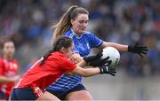 17 December 2023; Rebecca Kean of Claremorris in action against Lisa Harte of O'Donovan Rossa during the Currentaccount.ie LGFA All-Ireland Junior Club Championship final match between Claremorris of Mayo and O'Donovan Rossa of Cork at Parnell Park in Dublin. Photo by Ben McShane/Sportsfile
