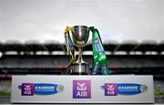 17 December 2023; A general view of The Agnes O'Farrelly Cup before the AIB Camogie All-Ireland Intermediate Club Championship final match between Clanmaurice of Kerry and Na Fianna of Meath at Croke Park in Dublin. Photo by Stephen Marken/Sportsfile
