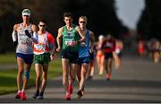 17 December 2023; Brendan Boyce of Ireland, centre, competes in the Marathon Mixed Relay during the National Race Walking Championships and World Athletics Race Walking Tour Bronze at Raheny Park in Dublin. Photo by Sam Barnes/Sportsfile