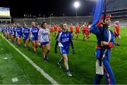 16 December 2023; Aileen Wall of Ballymacarbry leads her team-mates in the parade before the Currentaccount.ie LGFA All-Ireland Senior Club Championship final match between Ballymacarby of Waterford and Kilkerrin-Clonberne of Galway at Croke Park in Dublin. Photo by Piaras Ó Mídheach/Sportsfile