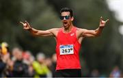 17 December 2023; Perseus Karlström of Sweden, celebrates winning the men's 20km during the National Race Walking Championships and World Athletics Race Walking Tour Bronze at Raheny Park in Dublin. Photo by Sam Barnes/Sportsfile