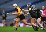17 December 2023; Gracie Grehan of Na Fianna in action against Julianne O’Keefe of Clanmaurice during the AIB Camogie All-Ireland Intermediate Club Championship final match between Clanmaurice of Kerry and Na Fianna of Meath at Croke Park in Dublin. Photo by Piaras Ó Mídheach/Sportsfile