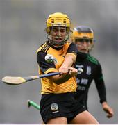 17 December 2023; Kerrie Cole of Na Fianna in action against Aoife Behan of Clanmaurice during the AIB Camogie All-Ireland Intermediate Club Championship final match between Clanmaurice of Kerry and Na Fianna of Meath at Croke Park in Dublin. Photo by Stephen Marken/Sportsfile