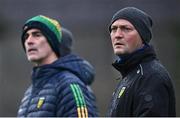 17 December 2023; Donegal selector Colm McFadden, right, and manager Jim McGuinness during the intercounty challenge match, in aid of North West Hospice, between Donegal and Roscommon at Fr Tierney Park in Ballyshannon, Donegal. Photo by Ramsey Cardy/Sportsfile