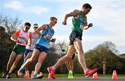 17 December 2023; Brendan Boyce of Ireland, right, competes in the marathon mixed relay during the National Race Walking Championships and World Athletics Race Walking Tour Bronze at Raheny Park in Dublin. Photo by Sam Barnes/Sportsfile
