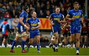 17 December 2023; Jack Dunne of Exeter Chiefs, left, celebrates scoring a try with teammate Stu Townsend during the Investec Champions Cup Pool 3 Round 2 match between Exeter Chiefs and Munster at Sandy Park in Exeter, England. Photo by Brendan Moran/Sportsfile