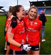 17 December 2023; Fionnuala O'Driscoll, left, and Sarah Hurley of O'Donovan Rossa celebrate after the Currentaccount.ie LGFA All-Ireland Junior Club Championship final match between Claremorris of Mayo and O'Donovan Rossa of Cork at Parnell Park in Dublin. Photo by Ben McShane/Sportsfile