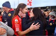 17 December 2023; Allie Tobin of O'Donovan Rossa, left, celebrates Nollaig Harte, mother of O'Donovan Rossa captain Lisa Harte, after the Currentaccount.ie LGFA All-Ireland Junior Club Championship final match between Claremorris of Mayo and O'Donovan Rossa of Cork at Parnell Park in Dublin. Photo by Ben McShane/Sportsfile