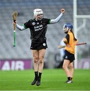 17 December 2023; Amy O’Sullivan of Clanmaurice celebrates after her side's victory in the AIB Camogie All-Ireland Intermediate Club Championship final match between Clanmaurice of Kerry and Na Fianna of Meath at Croke Park in Dublin. Photo by Piaras Ó Mídheach/Sportsfile