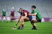 17 December 2023; Caoimhe Dowling of Dicksboro in action against Siobhán McGrath of Sarsfields during the AIB Camogie All-Ireland Senior Club Championship final match between Dicksboro of Kilkenny and Sarsfields of Galway at Croke Park in Dublin. Photo by Piaras Ó Mídheach/Sportsfile