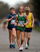 17 December 2023; Cuisle O'Callaghan of Tuam, Galway, competes in the girls under 14 2km during the National Race Walking Championships and World Athletics Race Walking Tour Bronze at Raheny Park in Dublin. Photo by Sam Barnes/Sportsfile