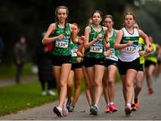 17 December 2023; Athletes from left, Savanagh O'Callaghan of Tuam, Galway, Holly Shaughnessy of Tuam, Galway, and Aoife Martin of Carraig Na Bhfear, Cork, compete in the girls under 18 5km  during the National Race Walking Championships and World Athletics Race Walking Tour Bronze at Raheny Park in Dublin. Photo by Sam Barnes/Sportsfile