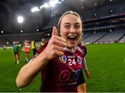 17 December 2023; Aisling Browne of Dicksboro celebrates after her side's victory in the AIB Camogie All-Ireland Senior Club Championship final match between Dicksboro of Kilkenny and Sarsfields of Galway at Croke Park in Dublin. Photo by Piaras Ó Mídheach/Sportsfile