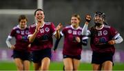 17 December 2023; Sheena Warde, left, and Ciara Ward of Sarsfields after their side's victory in the AIB Camogie All-Ireland Senior Club Championship final match between Dicksboro of Kilkenny and Sarsfields of Galway at Croke Park in Dublin. Photo by Stephen Marken/Sportsfile