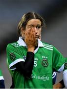 17 December 2023; Tara Kenny of Sarsfields after her side's defeat in the AIB Camogie All-Ireland Senior Club Championship final match between Dicksboro of Kilkenny and Sarsfields of Galway at Croke Park in Dublin. Photo by Stephen Marken/Sportsfile