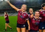 17 December 2023; Tara Clifford of Dicksboro, 3, celebrates with team-mates after victory in the AIB Camogie All-Ireland Senior Club Championship final match between Dicksboro of Kilkenny and Sarsfields of Galway at Croke Park in Dublin. Photo by Piaras Ó Mídheach/Sportsfile
