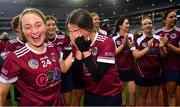 17 December 2023; Dicksboro players Tara McGrath and Aisling Browne, 24, celebrate after their side's victory in the AIB Camogie All-Ireland Senior Club Championship final match between Dicksboro of Kilkenny and Sarsfields of Galway at Croke Park in Dublin. Photo by Piaras Ó Mídheach/Sportsfile