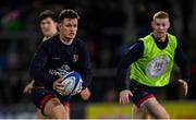 16 December 2023; Billy Burns, left, and Nathan Doak of Ulster before the Investec Champions Cup Pool 2 Round 2 match between Ulster and Racing 92 at Kingspan Stadium in Belfast. Photo by Ramsey Cardy/Sportsfile