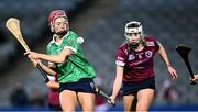 17 December 2023; Rachel Murray of Sarsfields in action against Niamh Phelan of Dicksboro during the AIB Camogie All-Ireland Senior Club Championship final match between Dicksboro of Kilkenny and Sarsfields of Galway at Croke Park in Dublin. Photo by Piaras Ó Mídheach/Sportsfile