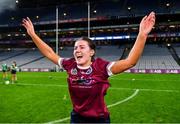 17 December 2023; Jane Cass of Dicksboro celebrates after her side's victory in the AIB Camogie All-Ireland Senior Club Championship final match between Dicksboro of Kilkenny and Sarsfields of Galway at Croke Park in Dublin. Photo by Piaras Ó Mídheach/Sportsfile
