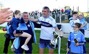 22 October 2023; Johnny Doyle of Allenwood celebrates with supporters after his side's victory in the Kildare County Intermediate Club Football Championship final between Castledermot and Allenwood at Netwatch Cullen Park in Carlow. Photo by Piaras Ó Mídheach/Sportsfile