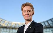 19 December 2023; Newly appointed Republic of Ireland head coach Eileen Gleeson stands for a portrait after a media conference at the Aviva Stadium in Dublin. Photo by Seb Daly/Sportsfile