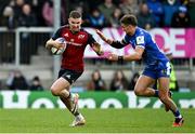 17 December 2023; Shane Daly of Munster in action against Joe Hawkins of Exeter Chiefs during the Investec Champions Cup Pool 3 Round 2 match between Exeter Chiefs and Munster at Sandy Park in Exeter, England. Photo by Brendan Moran/Sportsfile