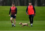 20 December 2023; Stephen Kiely, left, and Ben O'Connor arrive to a Munster rugby squad training session at the University of Limerick in Limerick. Photo by David Fitzgerald/Sportsfile