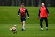 20 December 2023; Stephen Kiely, left, and Ben O'Connor arrive to a Munster rugby squad training session at the University of Limerick in Limerick. Photo by David Fitzgerald/Sportsfile