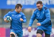 20 December 2023; Luke McGrath, left, and Jack Conan during a Leinster Rugby squad training session at Energia Park in Dublin. Photo by Seb Daly/Sportsfile