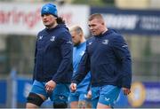 20 December 2023; Alex Soroka, left, and Jack Boyle during a Leinster Rugby squad training session at Energia Park in Dublin. Photo by Seb Daly/Sportsfile