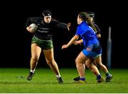 20 December 2023; Sarah Moody of Metro in action against Gabby Cuddy of North Midlands during the BearingPoint Sarah Robinson Cup round three match between Metro and North Midlands at Maynooth University in Kildare. Photo by Piaras Ó Mídheach/Sportsfile