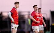22 December 2023; Tom Wood, left, and Gordon Wood of Munster during the Development Interprovincial match between Ulster and Munster at Newforge Sports Complex in Belfast. Photo by Ramsey Cardy/Sportsfile